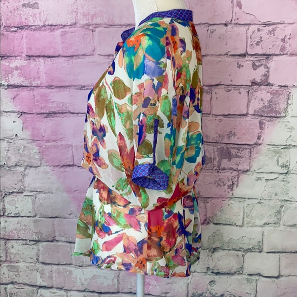 Calvin Klein sheer floral button down blouse M - Picture 2 of 9
